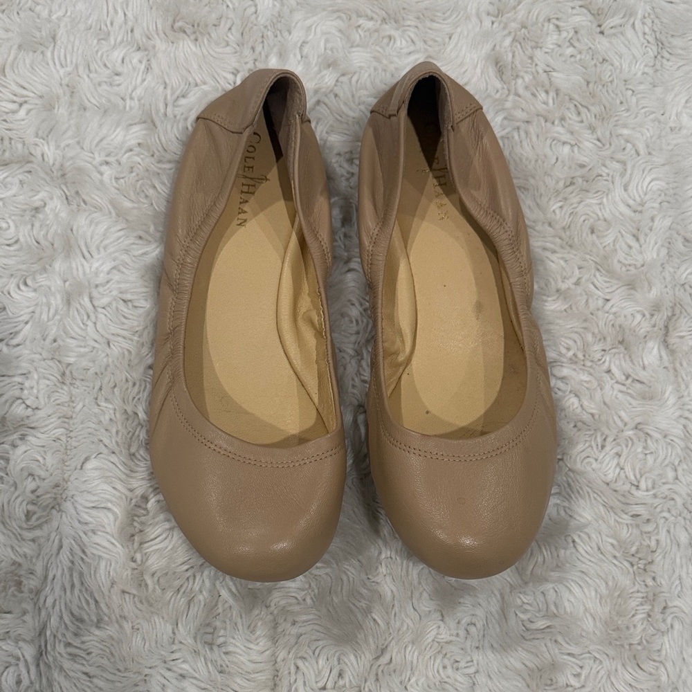 Cole Haan Taupe Leather Ballet Flats